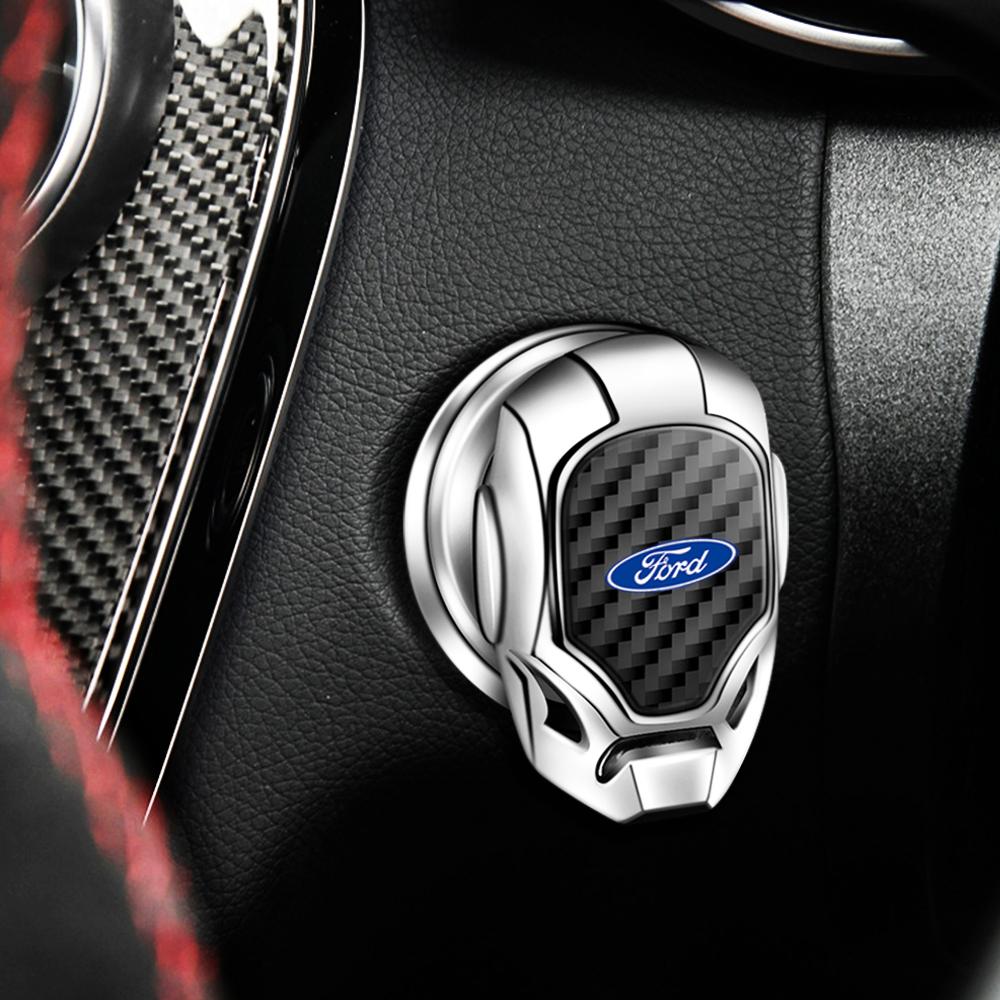 Car One-Click Start Buttons Protective Cover Emblem Decoration For Ford Fiesta Ranger Mondeo Fusion Escape Kuga Focus Mustang CVX1