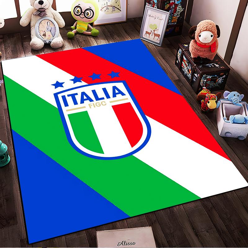 Italian Flag with FIGC Logo Design Rug Non-slip rug suitable for living room and bedroom sofas