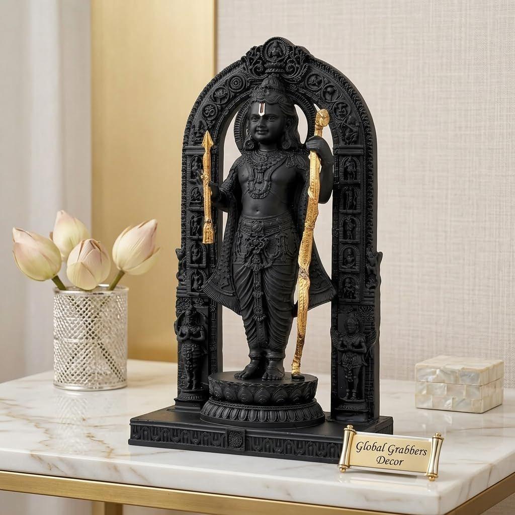 Polyresin 3D Ram Lalla Ayodhya Idol Statue Showpiece Murti for Home Decor Decoration Gift Gifting Items