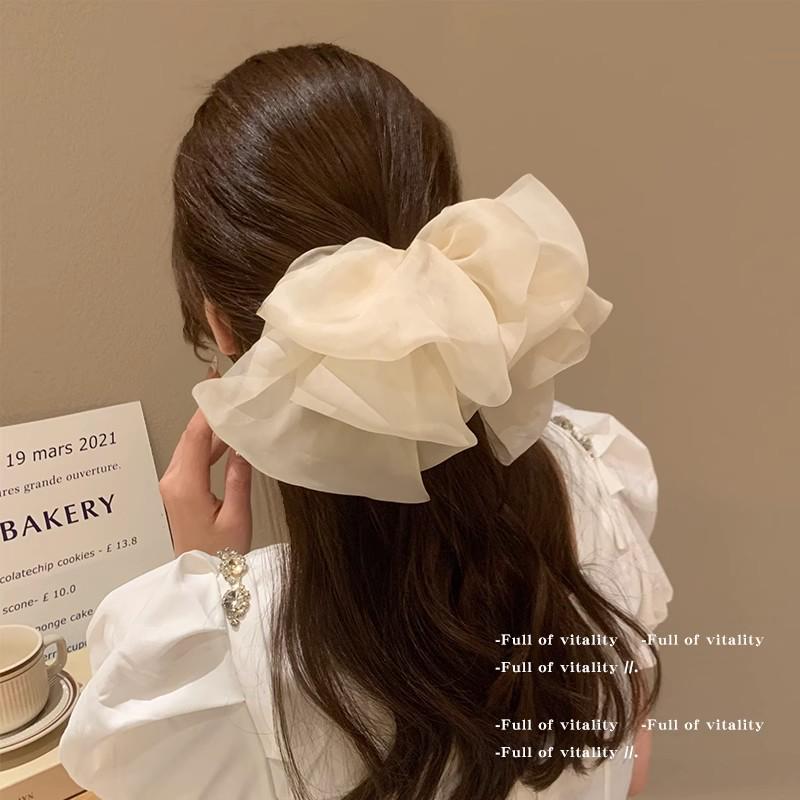 Большая шелковая заколка-бантик - корейский конский хвост и аксессуар для верхней заколки