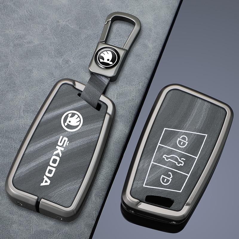 CAPR9 Car Smart Remote Key Fob Case Full Cover Bag for Skoda Superb A7 Kodiaq Protector Holder Shell Keyless Keychain Accessories
