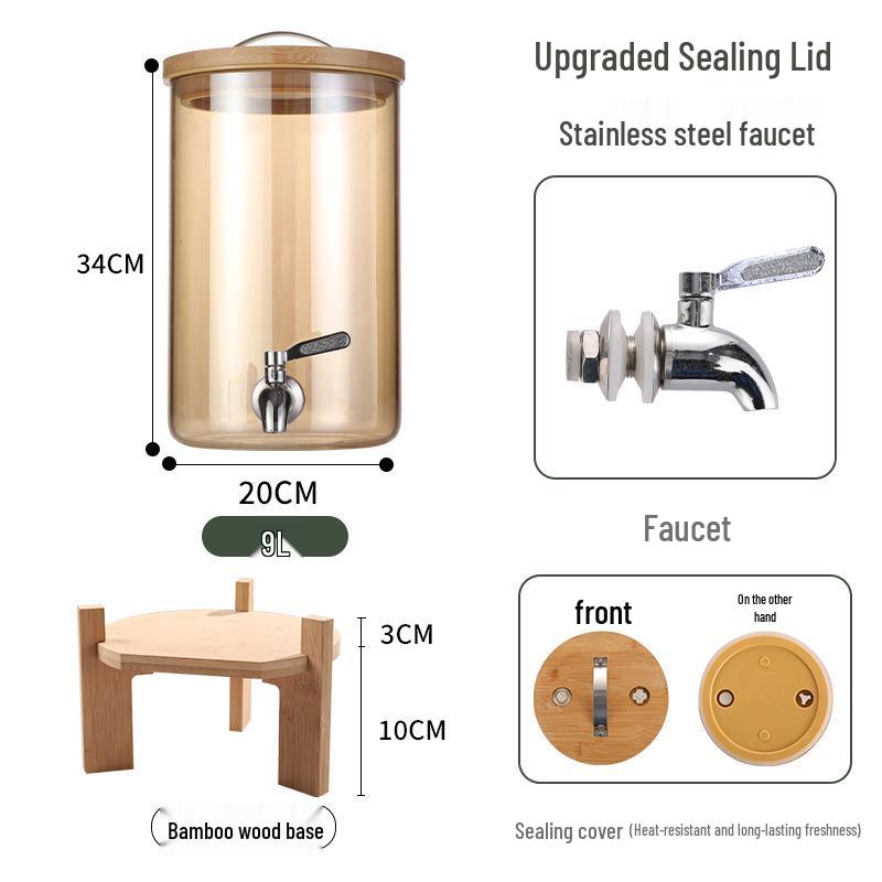 Стеклянный диспенсер для напитков большой емкости с краном для холодных напитков и фруктового чая