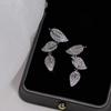 Huitan Exquisite Brilliant Leaf Drop Earrings for Women Newly Trendy Beautiful Ear Accessories Gorgeous Wedding Party Jewelry