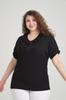 Women's Big Size Blouse Black Shawl Collar Plus Size Blouse