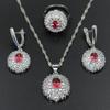 New Ring Necklace Earring Three Piece Set Wave Jewelry Flower Shaped Zircon Set European and American Bride