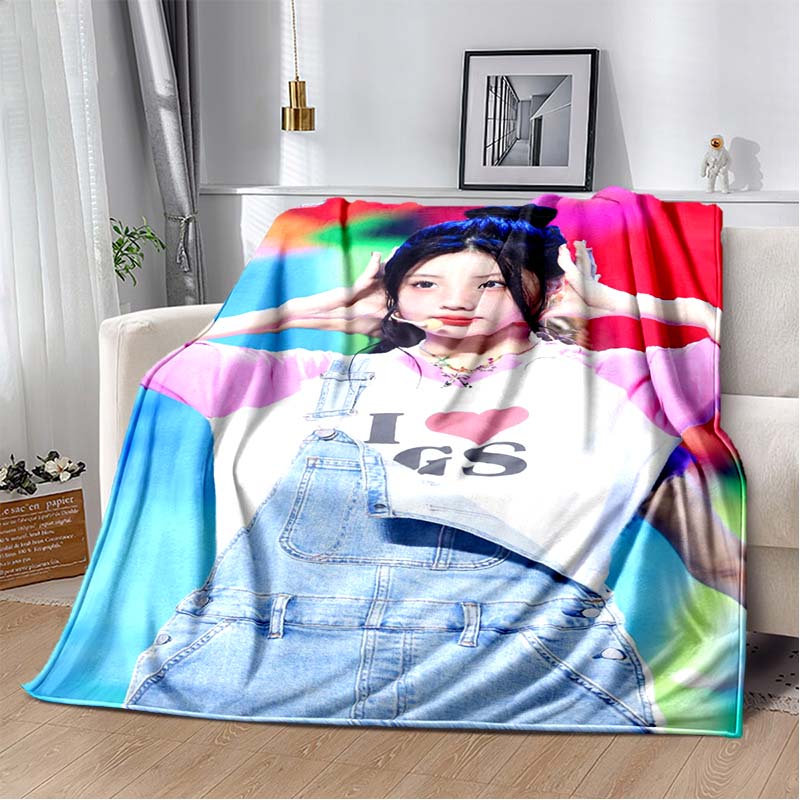 3D Printed Flannel Blanket I-ILLIT Combo K-POP Home Sofa Bed Blanket | Birthday Gift, Customizable