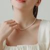 [92.5 Silver] 4mm Pearl/Mysterious Gem Pearl 92.5 Silver Necklace++