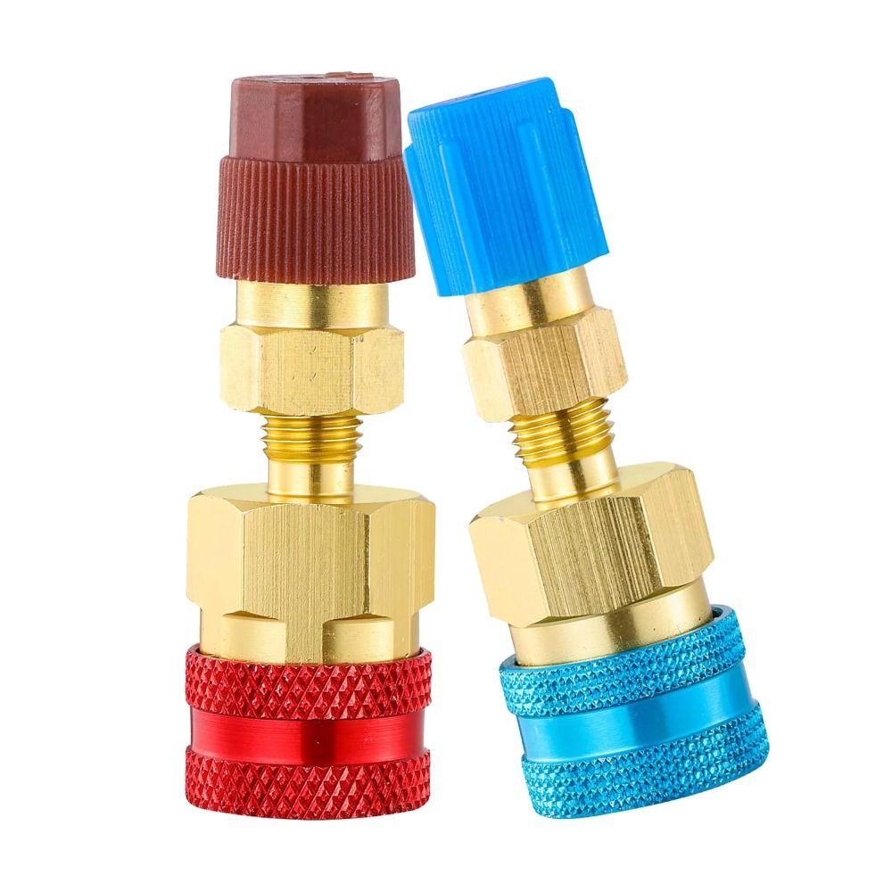 1/2Pcs Auto Off R1234YF Quick Coupler Adapter AC Hose Fitting Connectors R1234YF To R134A