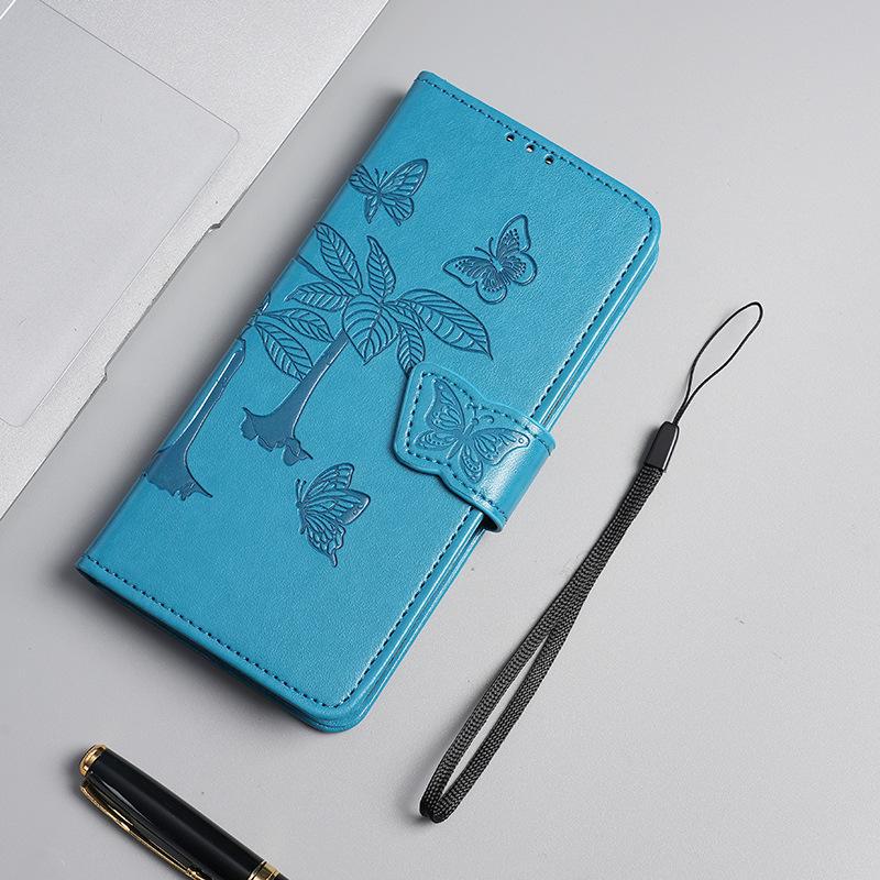 Чехол-книжка из кожи с тиснением «Бабочка» для ZTE Blade A54