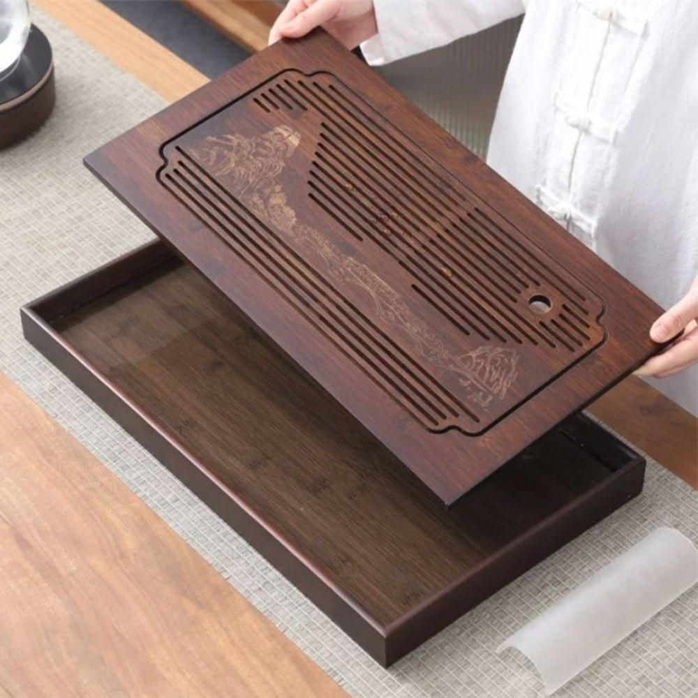 Bamboo Chinese Kungfu Tea Tray Detachable Tea Serving Tray Simple Drain Tea Table Tea Enthusiast