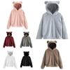 2024 Women Long Autumn Winter Sleeve Rabbit Ear Hood Sweatshirt Plush Warm Hoodie Women Clothing
