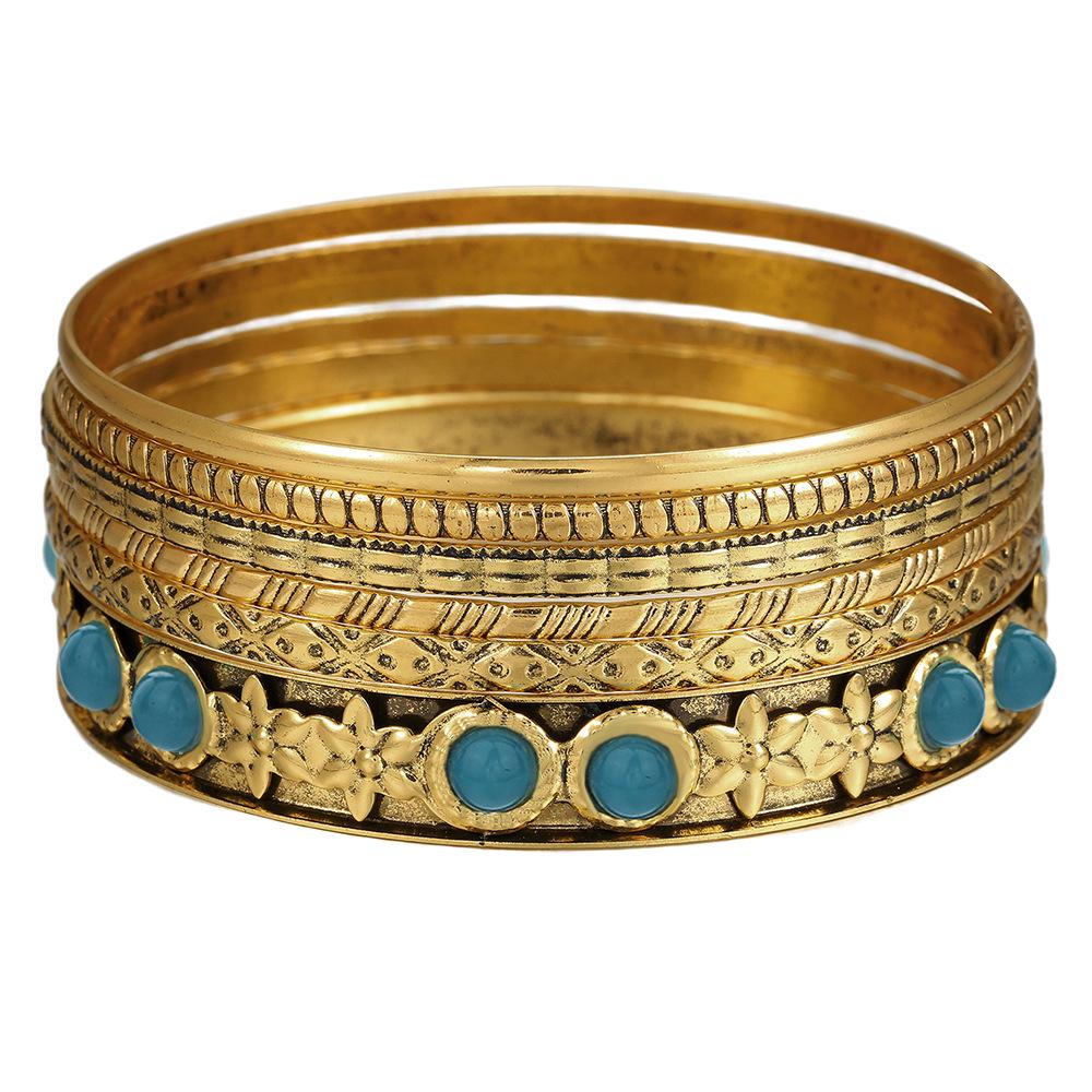 Богемный этнический набор браслетов с золотым покрытием - Ювелирные изделия в древнем западном стиле