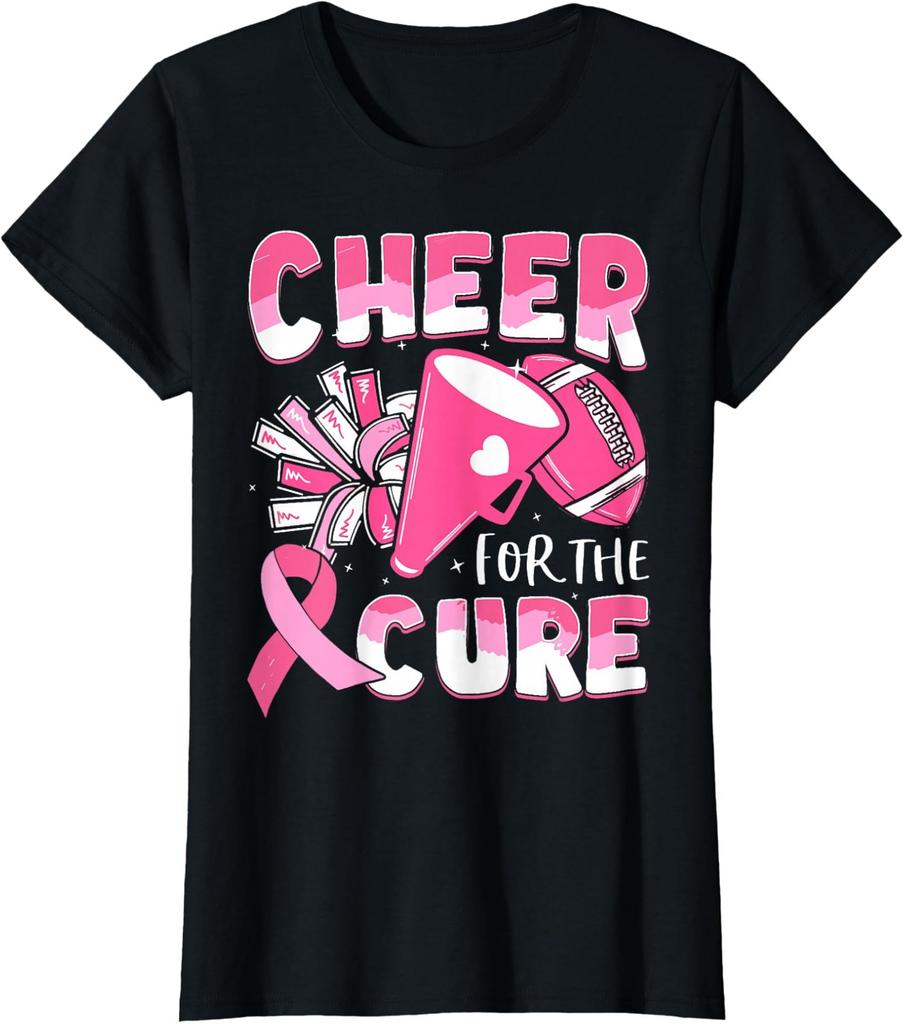 Breast Cancer Awareness Cheer For The Cure Football Ladies' Crewneck T-Shirt