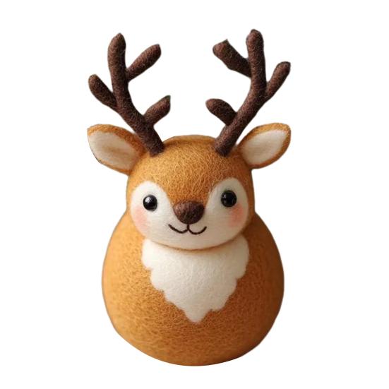 Felt Reindeer Figurine Handmade Elk Christmas Decoration Cute Small Wool Felt Crafts for Winter Holiday Tiered Tray Home Table Decor