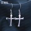 925 Sterling Silver Cross Pendant Piercing Earrings Fashion Wedding Jewelry