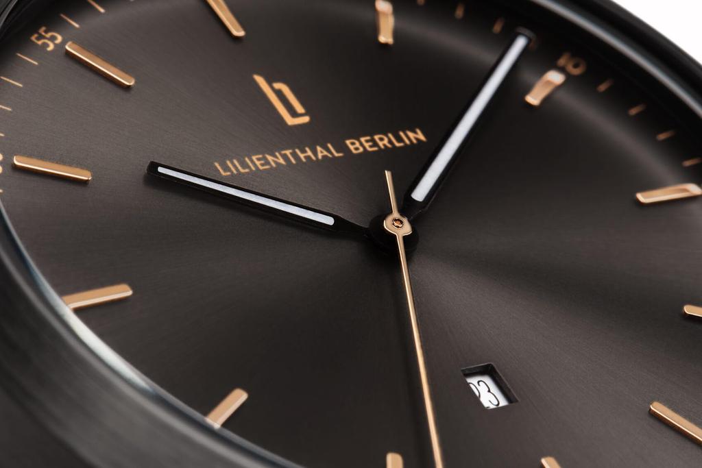 Lilianthal Berlin Сделано в черном Мужские часы, Дата, Германия, H01-105-B004CB,