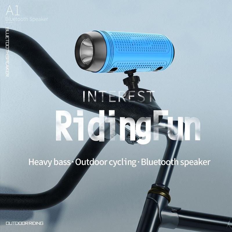 A1 Беспроводная Bluetooth-колонка с FM-радио, портативная велосипедная мини-колонка с фонариком для занятий спортом на открытом воздухе