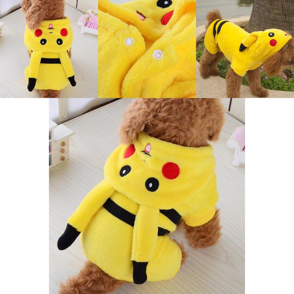 Очаровательный костюм питомца Pokemon Go с дизайном Пикачу с капюшоном для собак и кошек