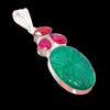Emerald, Ruby Gemstone Handmade 925 Sterling Silver Jewelry Pendant 2.48" AH-5172