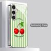 Чехол-бампер 2D с узором «Вишневая полоска» для Samsung S26 S25 S24 S23 S22 S21 S20 A56 A36 A16 - Гальваническое стекло, Защитная крышка