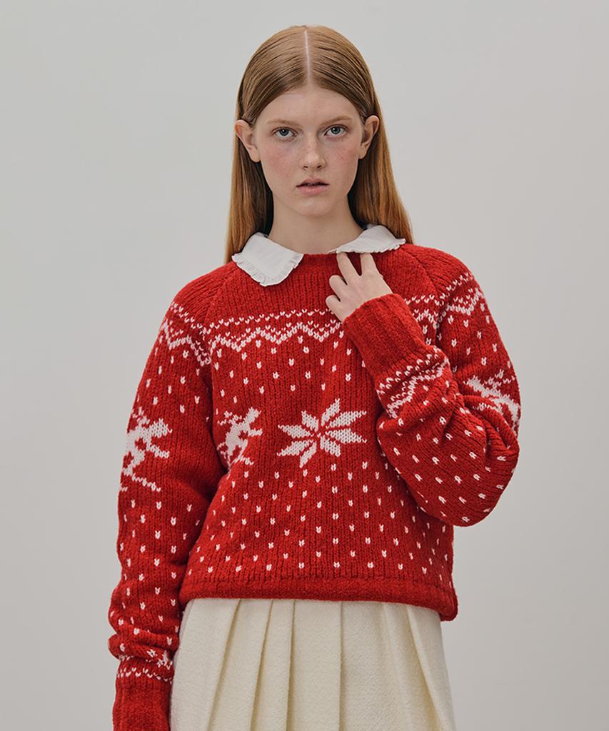 TTUDEMENT Winter Ski Knit Red