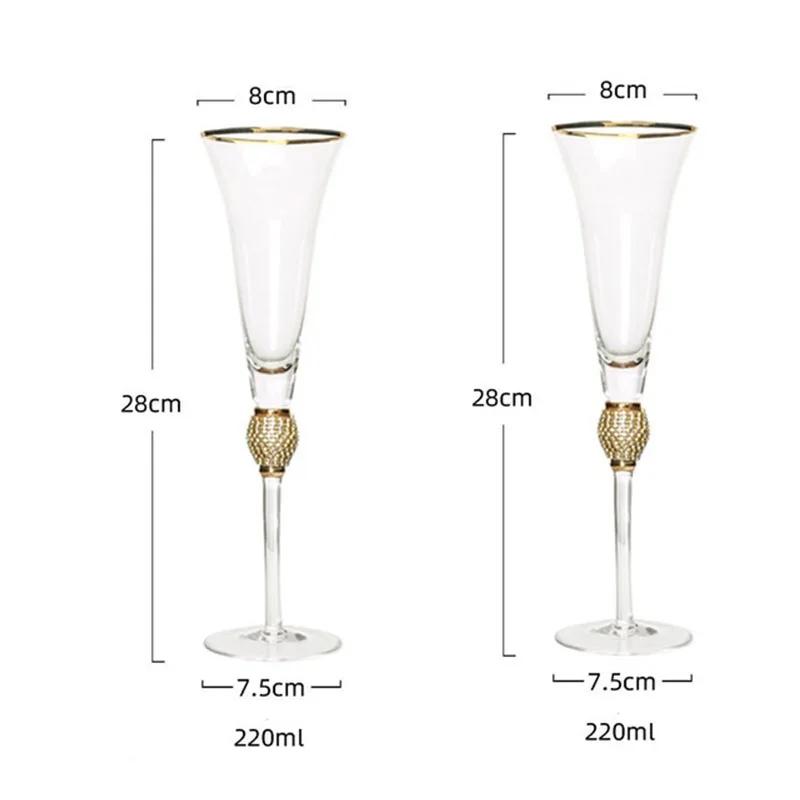 4/2 шт. креативный стеклянный стакан с золотой окантовкой для красного вина, коктейля, шампанского, виски, бокал для напитков, бокал для бара, бокал для вечеринки, свадебные принадлежности, подарок