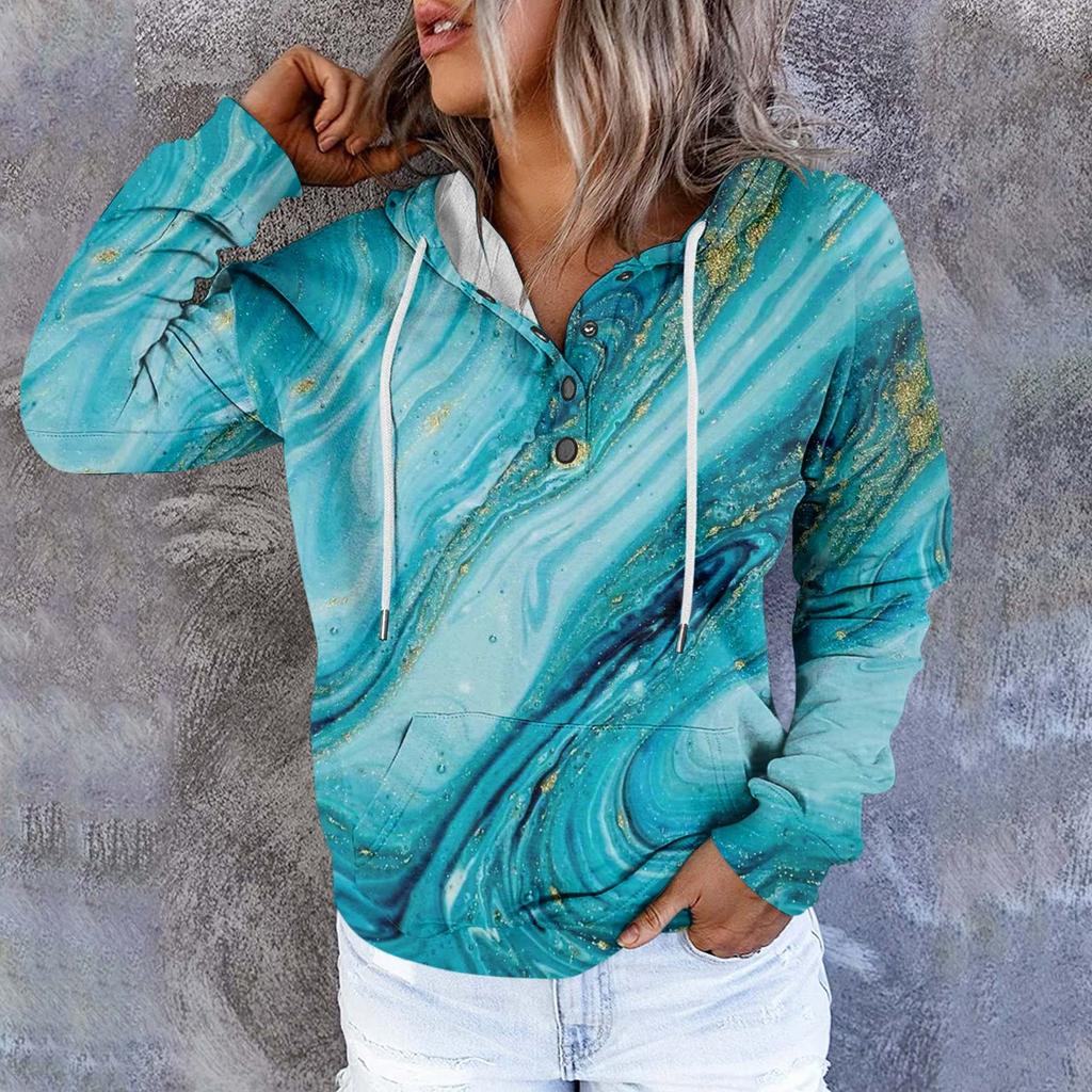 Women's Casual Fashion Print Long Sleeve Pullover Hoodies Sweatshirts