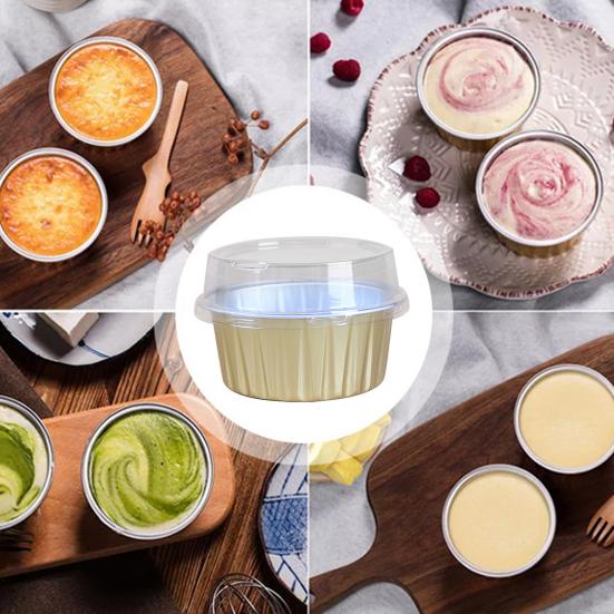 Коробка из фольги с крышкой, 20 шт. Многоразовые одноразовые круглые пищевые антипригарные антипригарные контейнеры для духовки, безопасный контейнер для кексов, миска из алюминиевой фольги, форма для выпечки, кухонные принадлежности