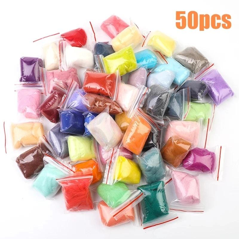 50 цветов 3 г шерстяное ровинговое волокно DIY войлочное рукоделие тканевый материал набор для валяния шерсти для маленьких игрушек