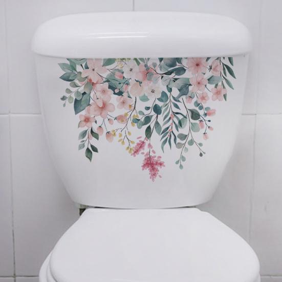Toilet Sticker Green Leaf Floral Stickers Removable Waterproof Wall Decals Home Bathroom Decorations