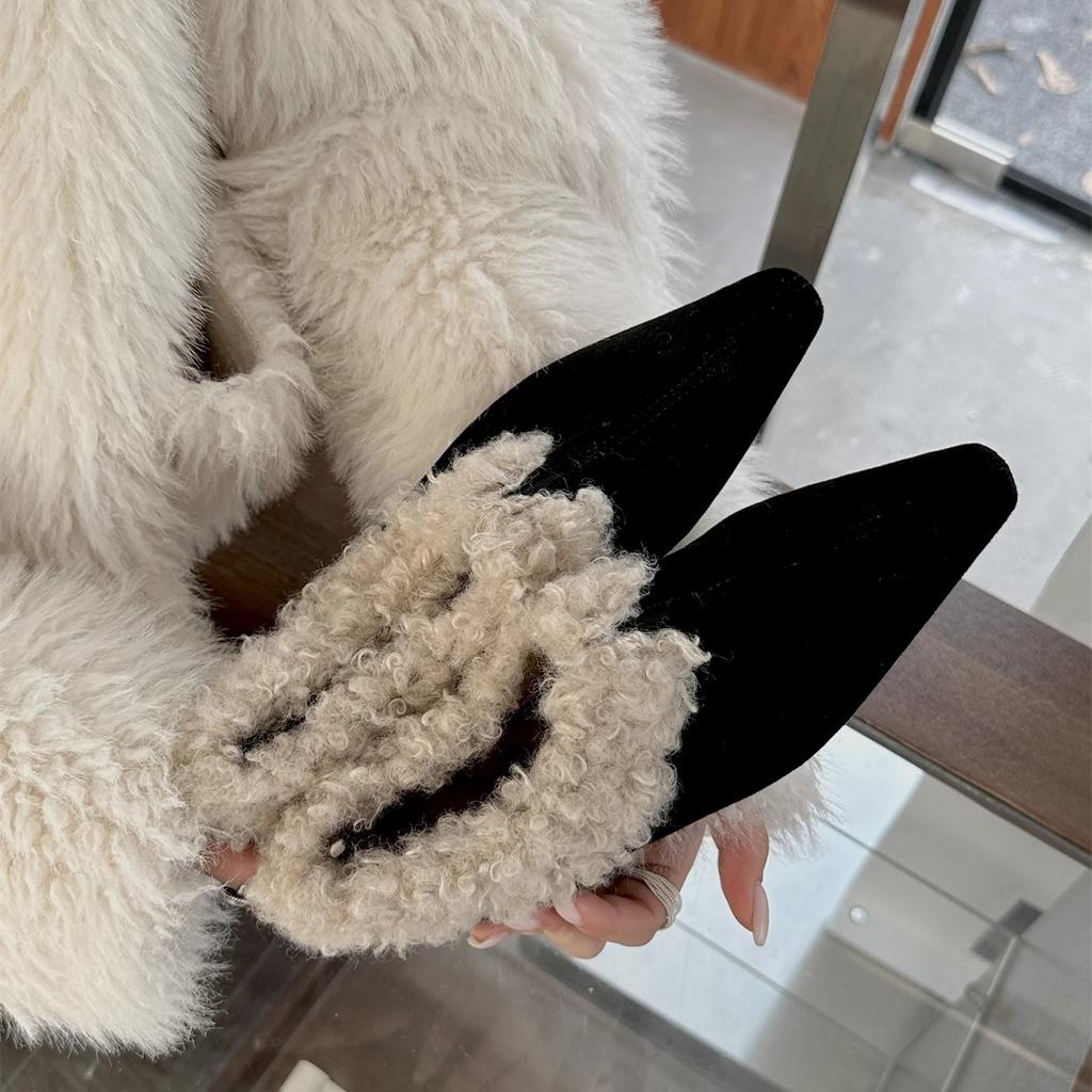 Меховые балетки женские сексуальные теплые туфли для женщин трендовые зимние короткие плюшевые элегантные зимние ботинки