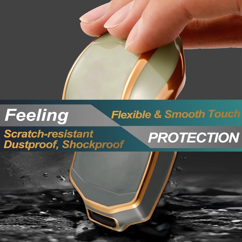 FEYOUN Key Fob Cover Compatible with Chevy Chevrolet Colorado Silverado Suburban Tahoe GMC Canyon Sierra 1500 2500 3500 HD TPU Remote Keyless Key Fob