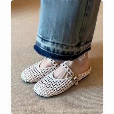 Туфли с закрытым носком Полутапочки Женские Кроксы Плетеные Сандалии Обувь-один шаг Обувь для ленивых людей