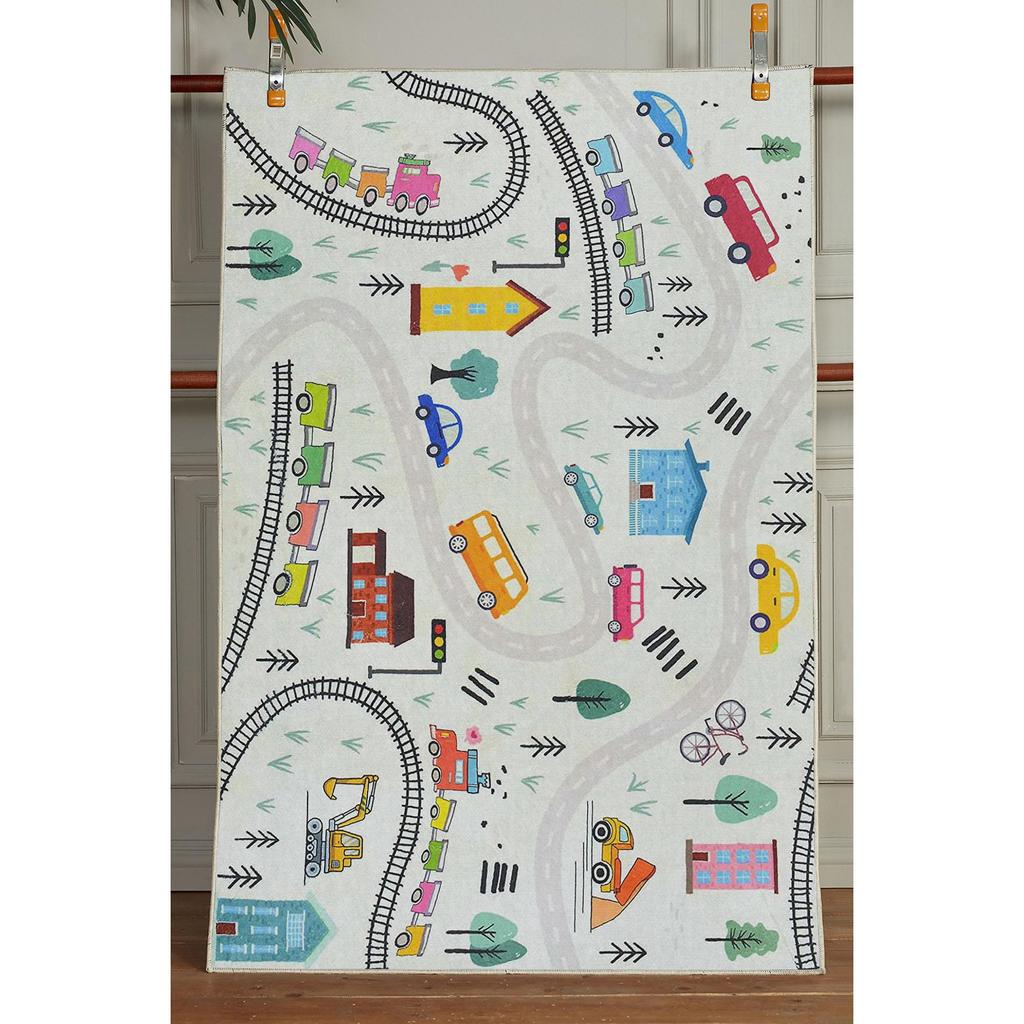 Декоративный современный тонкий коврик для детей из хлопка, устойчивый к пятнам, моющийся, сплетенный машиной