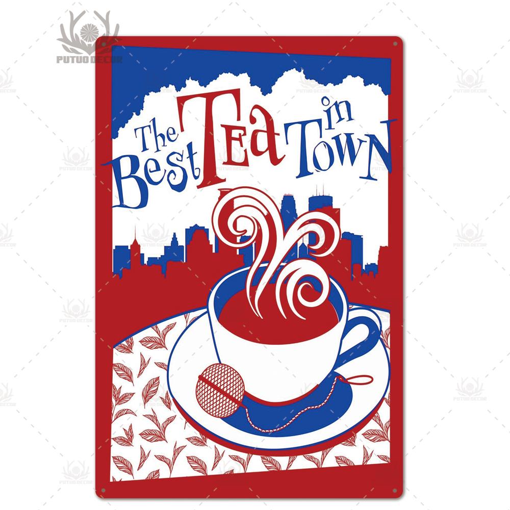 Tea Sign Metal Sign Plaque Metal Vintage Shabby Chic Tin Sign Metal Poster Decorative Iron Plate Kitchen Wall Decor