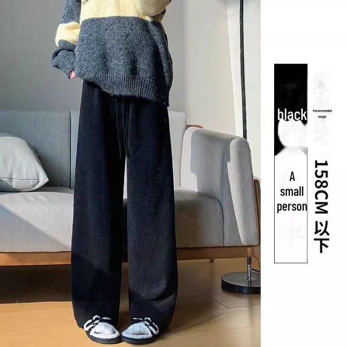 Женские широкие брюки кофейного цвета с высокой талией — универсальный вариант для весны, осени и зимы, с отделкой из бархата, свободный крой, повседневный драпированный стиль.