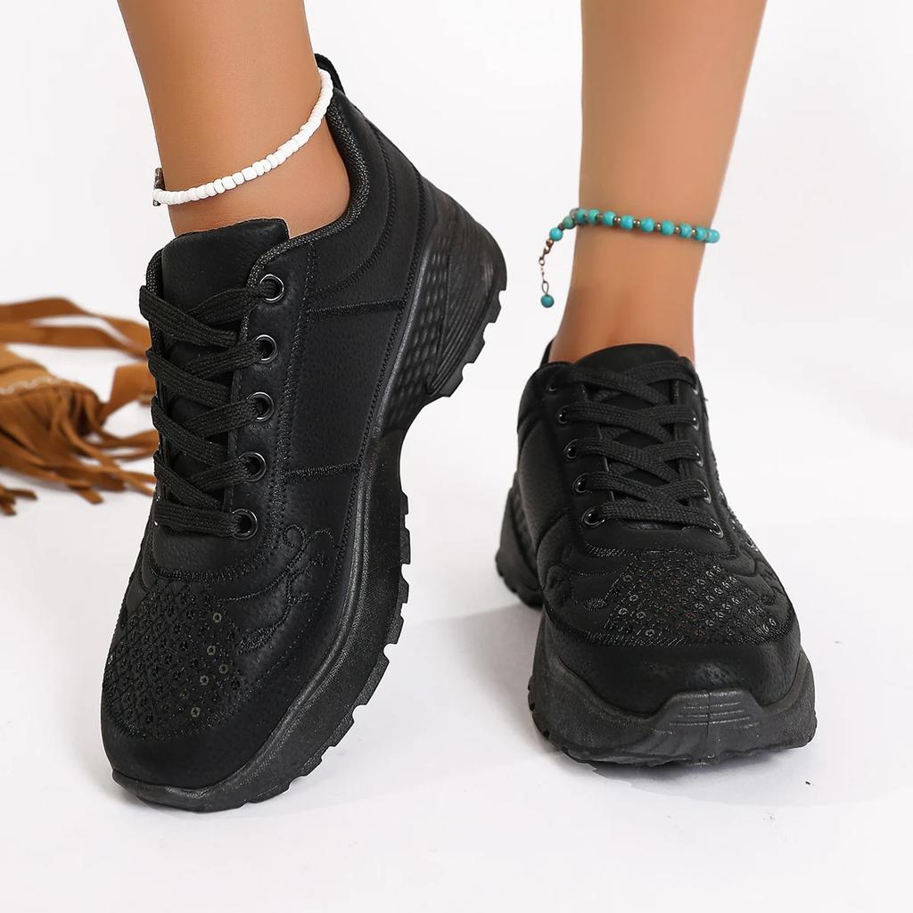 Fashionable New Comfortable Mesh Casual Women'S Shoes Spring And Autumn Round Toe Elegant Breathable Lace Up Sports Shoes