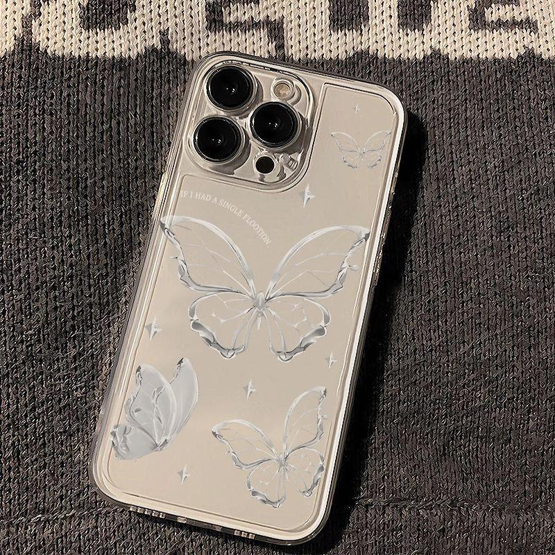 Чехол Line Butterfly для телефона Apple Phone - силиконовый прозрачный чехол TPU Cute Cover для iPhone 15 14 13 12 11 Xs XsMax Pro Max Plus