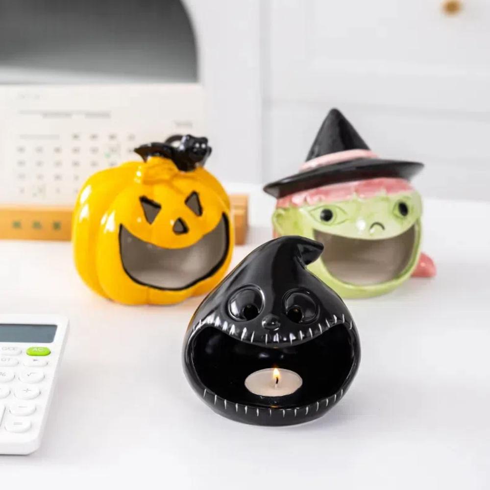Подсвечник в виде тыквы, керамический подсвечник на Хэллоуин, атмосферное украшение и забавное хранилище для конфет, украшение рабочего стола, креативность