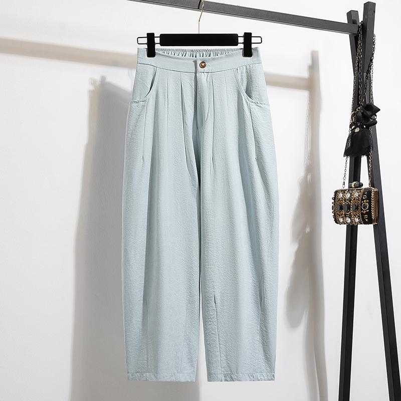 Dimanaf 2025 Summer Plus Size Women Wide Leg Pants High Waist Basic Elastic Pants Loose Casual Solid Pants 5XL