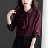 Spring 2025 French Chiffon Ribbon Shirt - Age-Reducing Long Sleeve Top for Women
