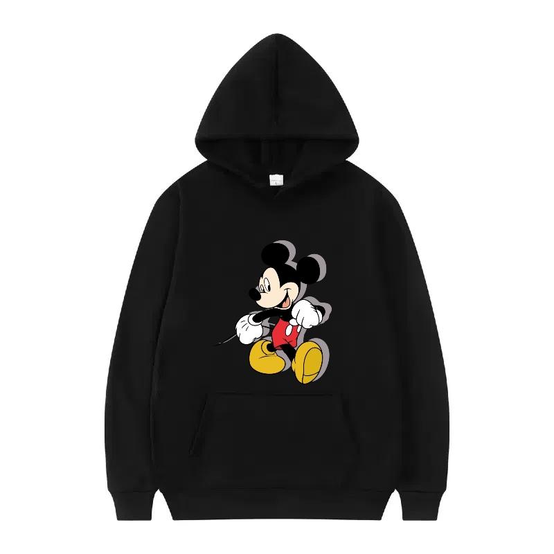 Disney Mickey Mouse Pattern Woman Streetwear Loose Black Winter Tops Clothes Pullovers Ladies Cheap Y2k Hoodies Men Sweatshirts