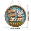 Hanging Bunny Easter Decor Sign Cartoon Easter Colorful Eggs Bunny Welcome Sign Spring Easter Party Indoor Outdoor Home Decor