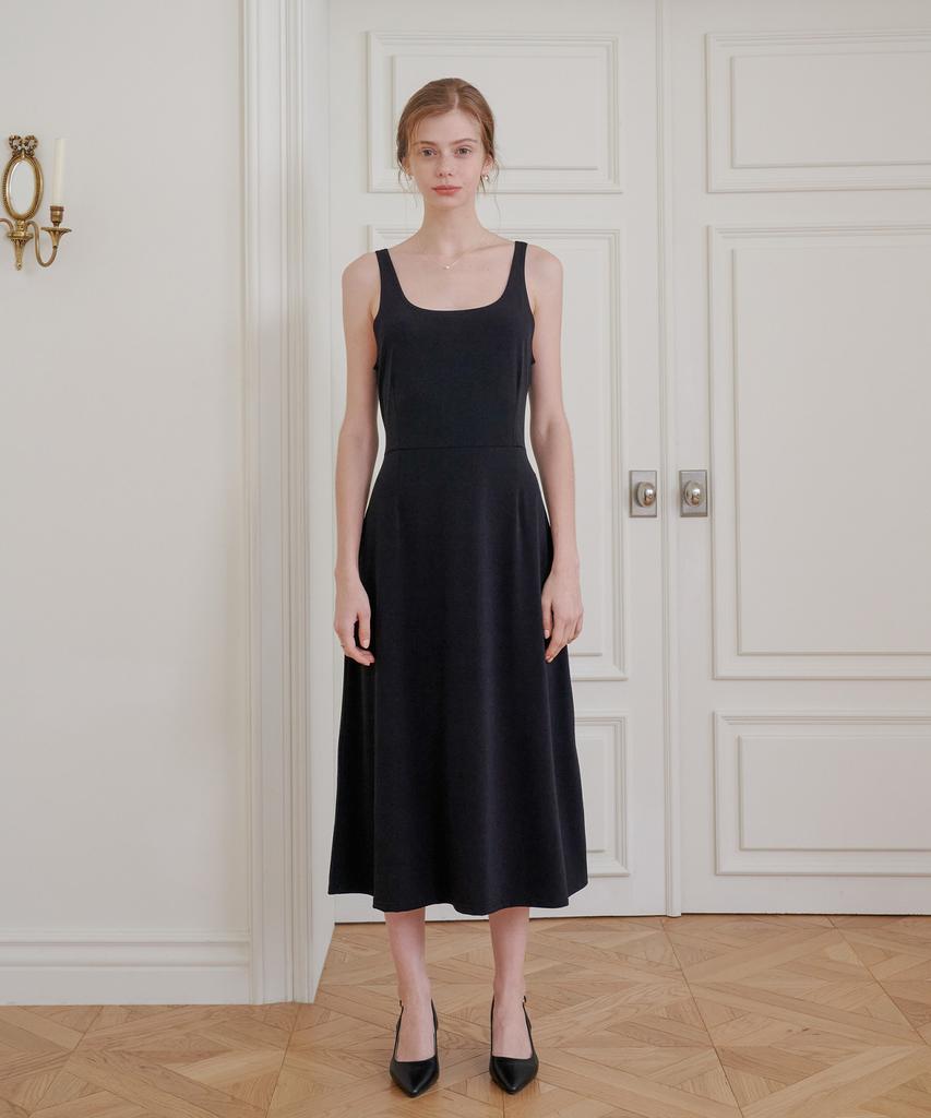 Bye Bye Seop U-Neck Sleeveless Long Dress Black [T41]