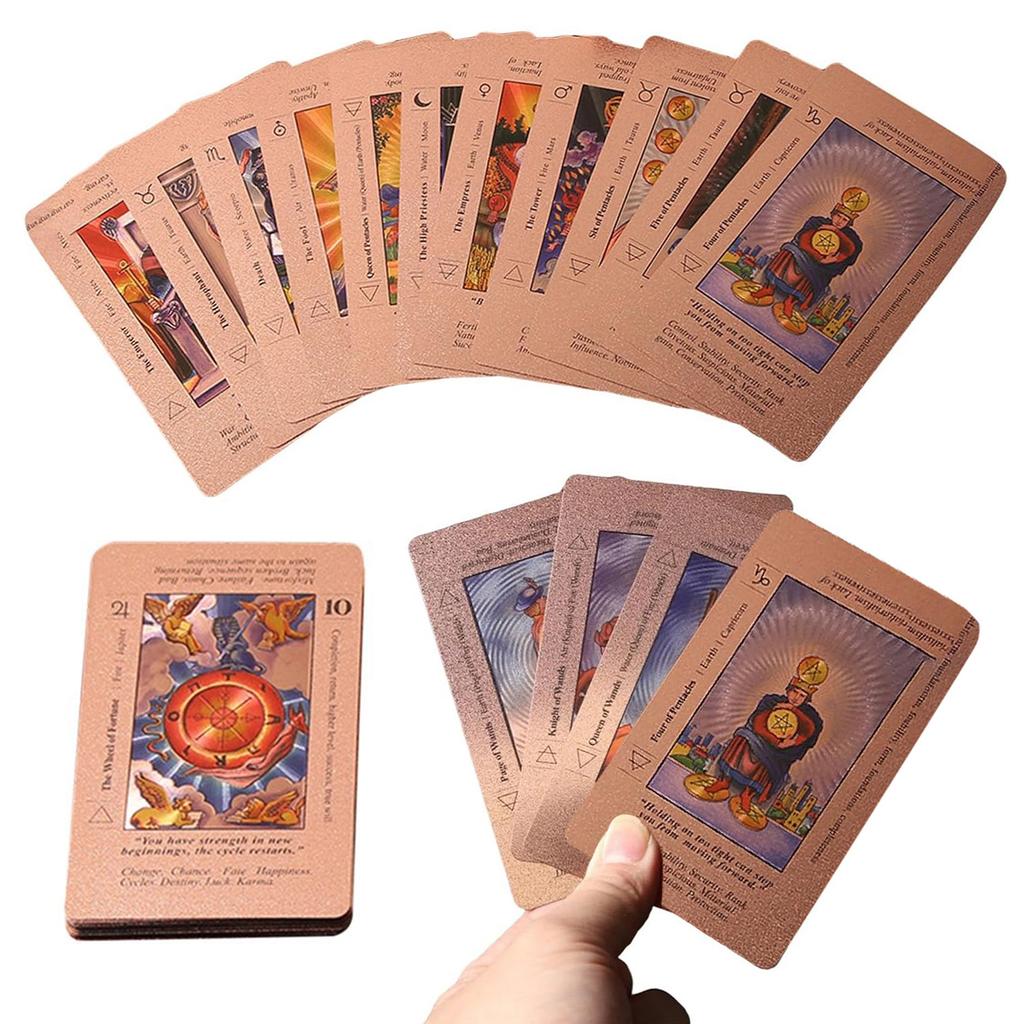 78 Classic Waterproof Tarot Cards with Guide Book with Meanings on Them for Beginners & Experienced Practitioners