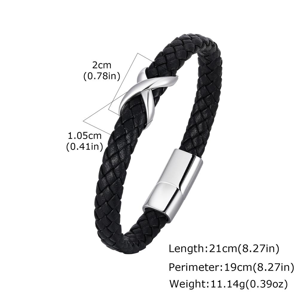 Браслет из нержавеющей стали и черной кожи с символом бесконечности для мужчин, высококачественный ремешок из микрофибры, подарок мужу, папе, ему