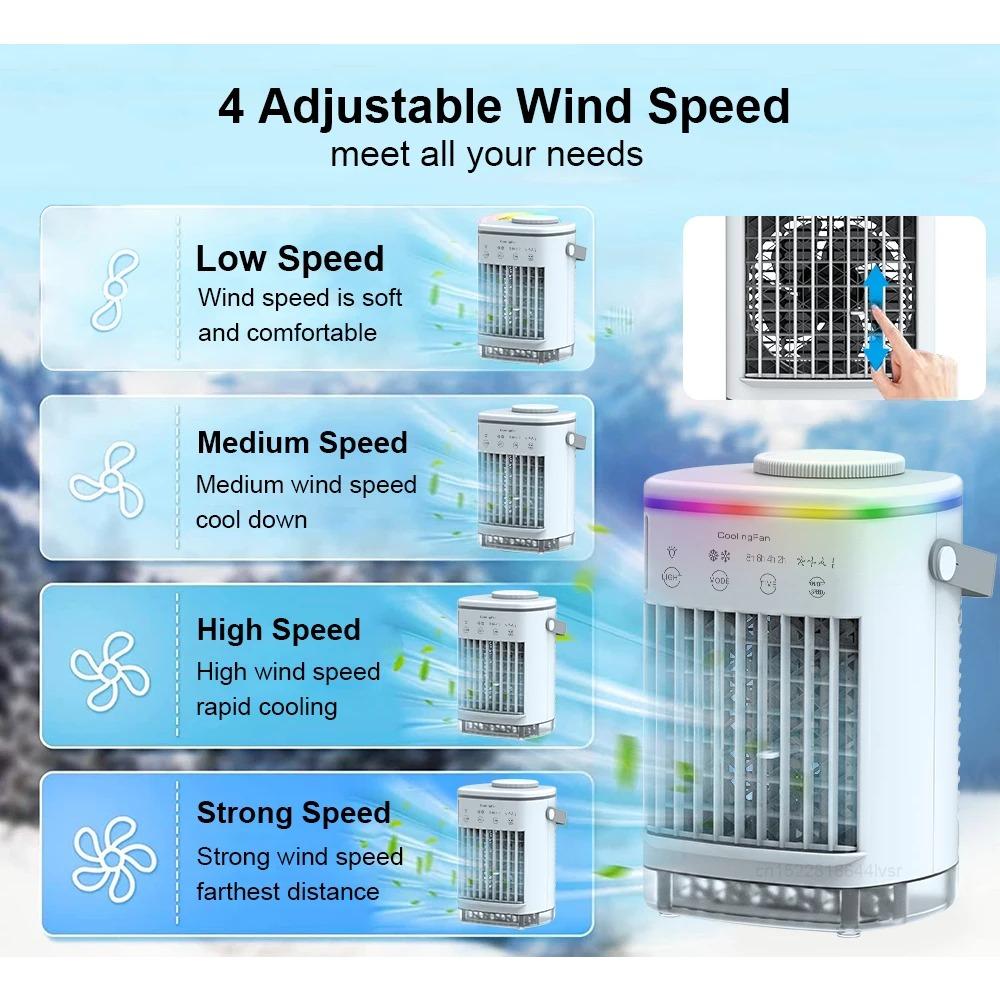 Portable Air Conditioner Mini Air Cooler USB Air Conditioning Fan 700ml Ice Water Air Cooling Fan With Humidifier for Bedroom
