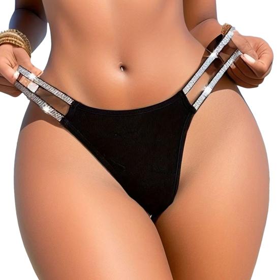 Блестящие стринги со стразами, сексуальное нижнее белье, бесшовные эластичные блестящие стринги с ремешками для женщин, трусики с низкой посадкой