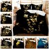 Golden Butterfly Color Quilt Set Three-Piece 3D Digital Printing Bedding