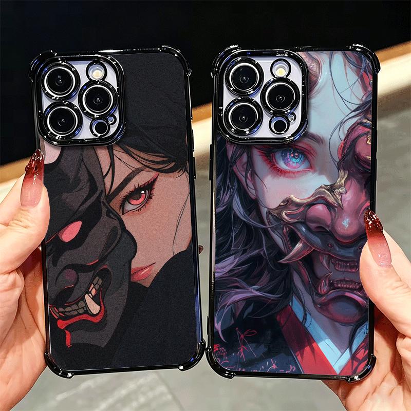 Японская маска Они Девушка Мягкий чехол для телефона для Xiaomi Poco X7 X8 Pro Max X6 X5 X3 F8 Ultra F7 M8 M7 M5S Redmi 15C 15A 15 14C 13C 12C